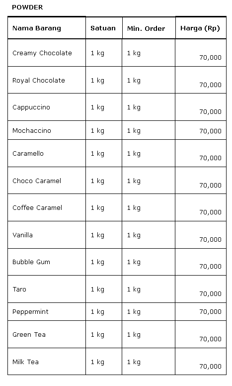 harga powder bubble drink